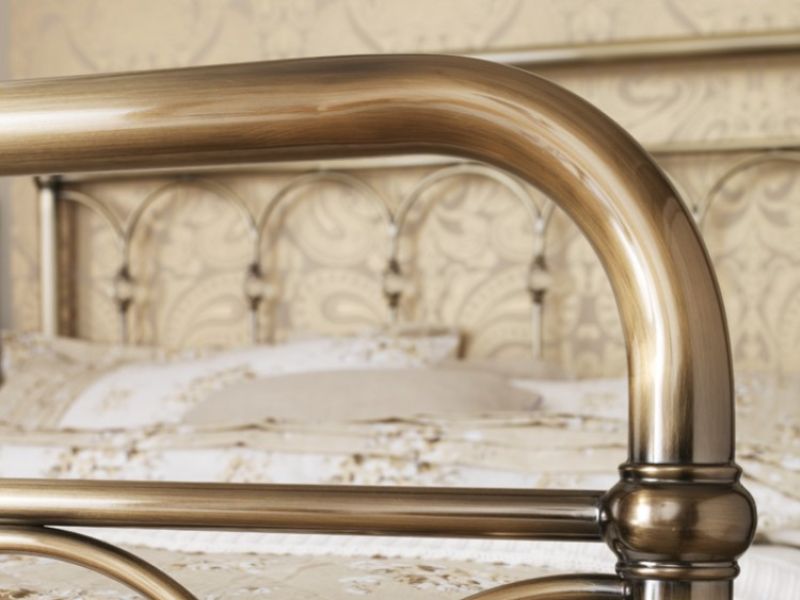 Serene Shilton 4ft Small Double Antique Brass Metal Bed Frame with Crystals