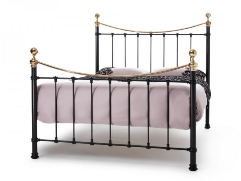 Serene Ethan Black with Brass 5ft King Size Metal Bed Frame