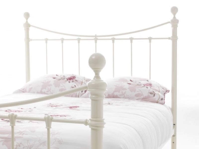 Serene Ethan Ivory Gloss 5ft King Size Metal Bed Frame