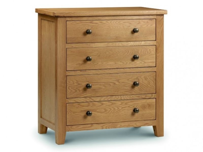 Julian Bowen Marlborough American Oak 4 Drawer Chest of Drawers