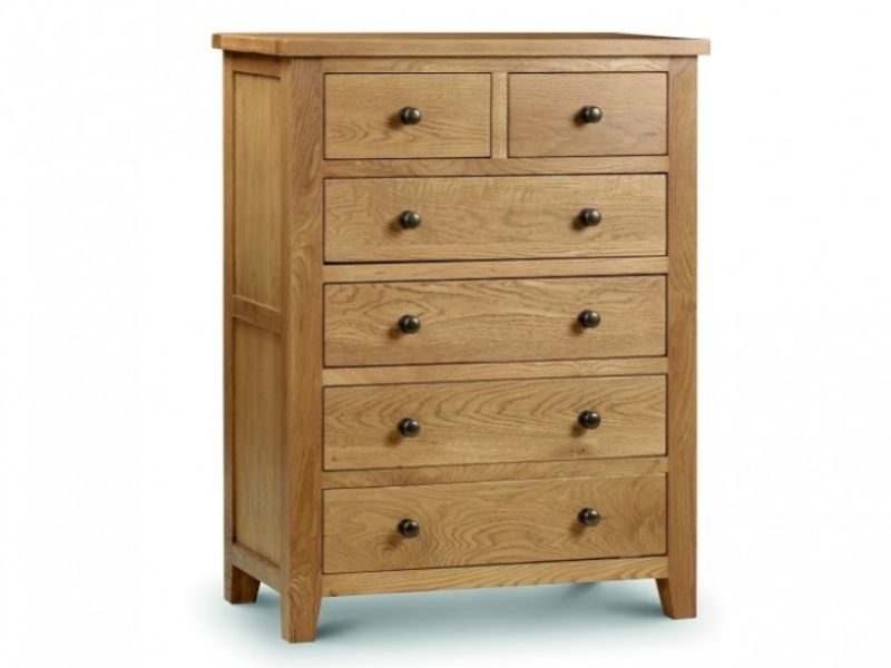 Julian Bowen Marlborough American Oak 4+2 Chest of Drawers