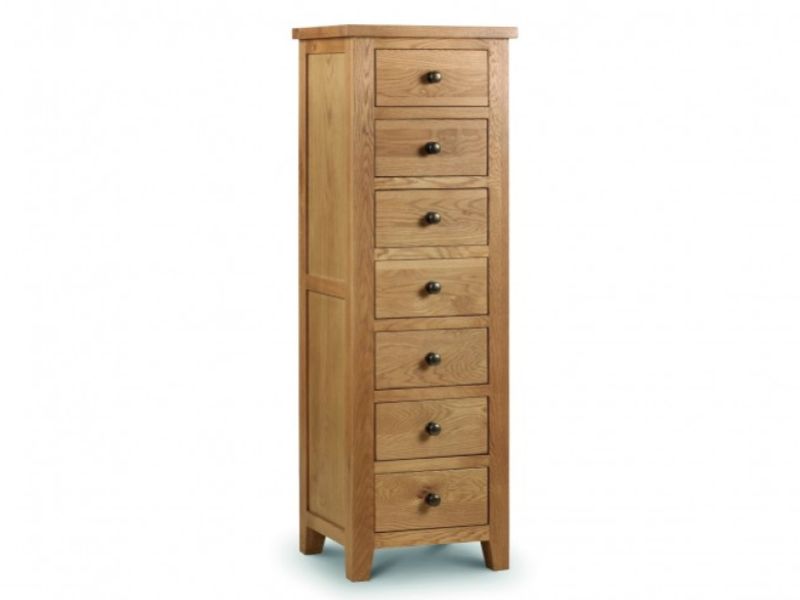 Julian Bowen Marlborough American Oak 7 Drawer Narrow Chest of Drawers