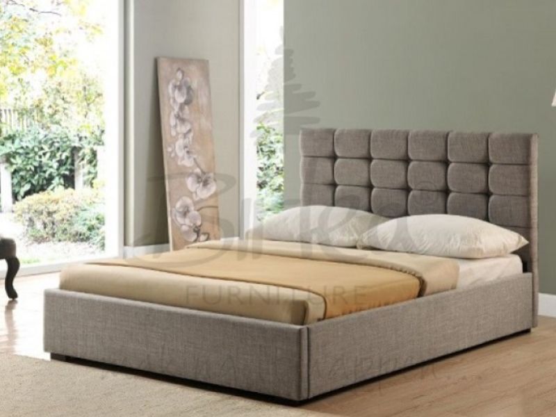 Grey Upholstered Fabric Bed Frame By Birlea, Grey Fabric Headboard Super King Size Beds
