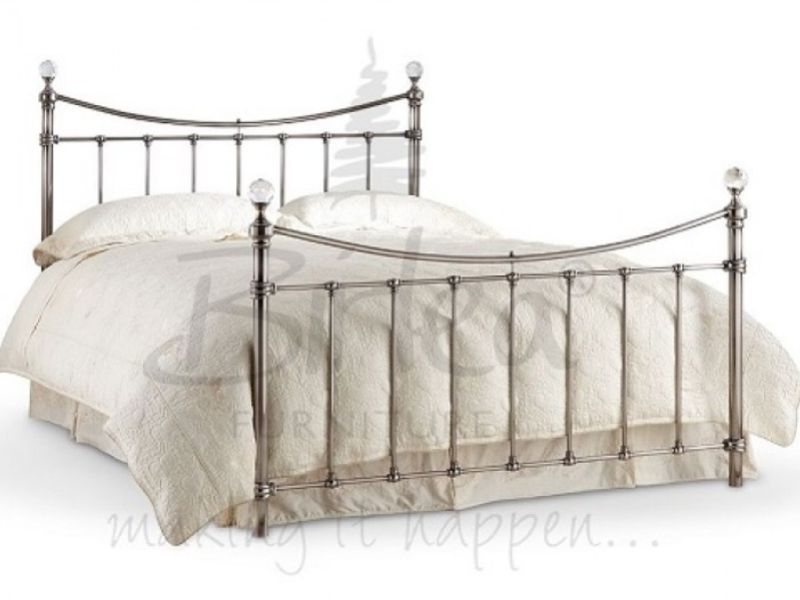 Birlea Alexa 4ft6 Double Brushed Nickel Metal Bed Frame with Crystals