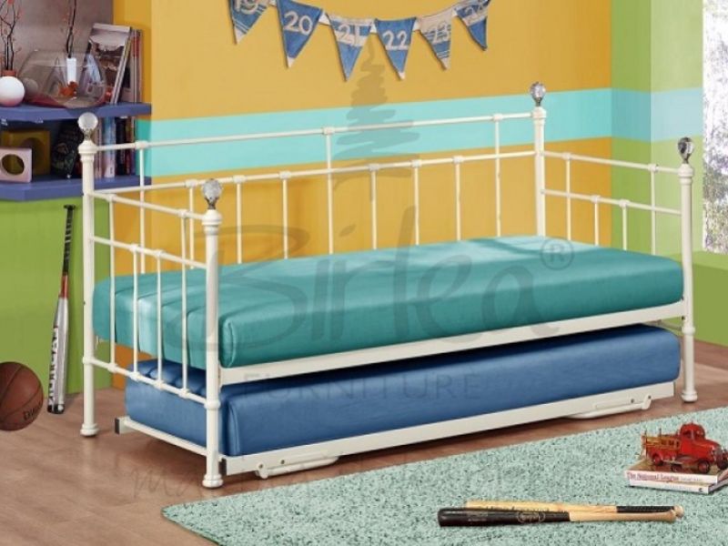 Birlea Jessica 3ft Single Cream Metal Day Bed Frame with Trundle