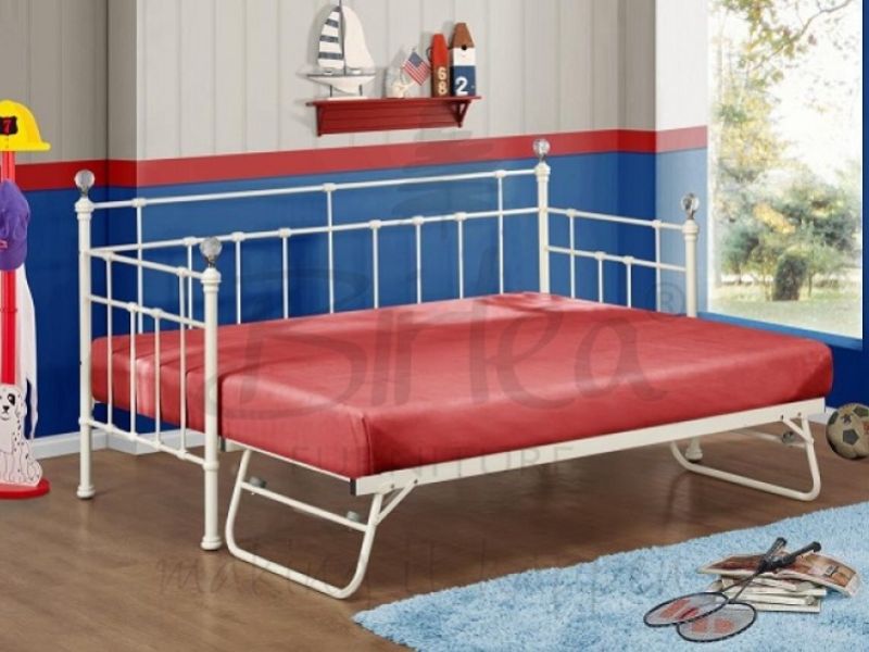 Birlea Jessica 3ft Single Cream Metal Day Bed Frame with Trundle
