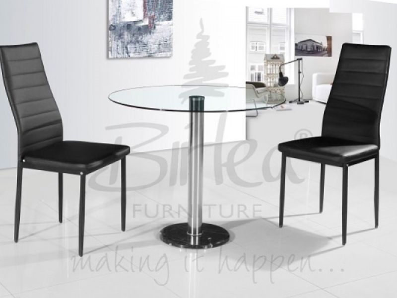 Birlea Romford Glass Dining Table Set with Two Chairs - Black