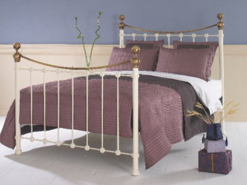 OBC Selkirk 5ft Kingsize Glossy Ivory Metal Bed Frame