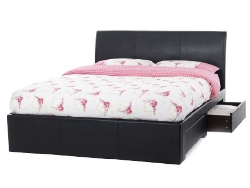 Serene Anzio 6ft Super King Size Black Faux Leather Bed Frame With 4 Drawers By Furnishings Serene Anzio 6ft Super King Size Black, King Size Bed Frame With 4 Drawers