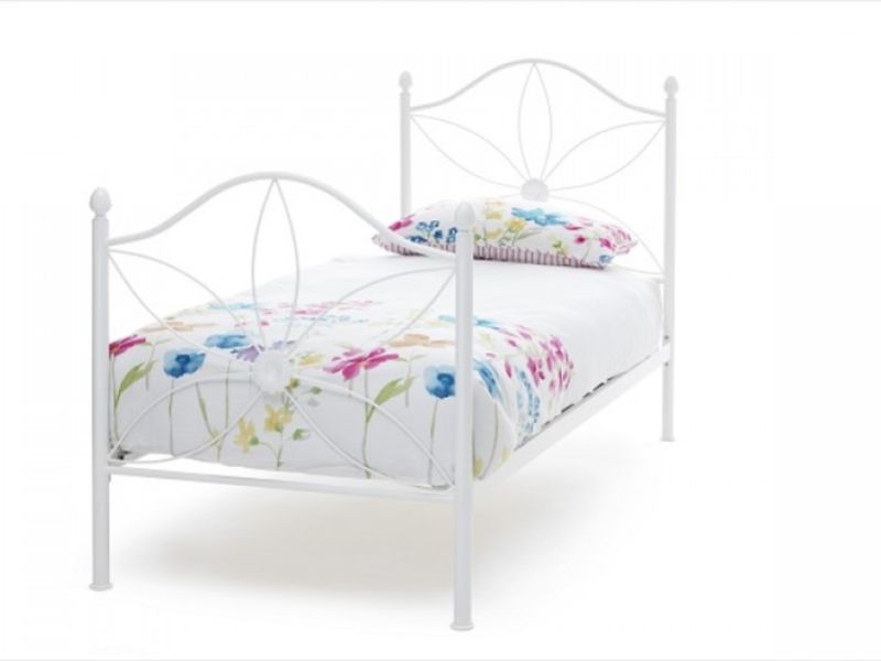 Serene Daisy 3ft (90cm) Single White Metal Bed Frame