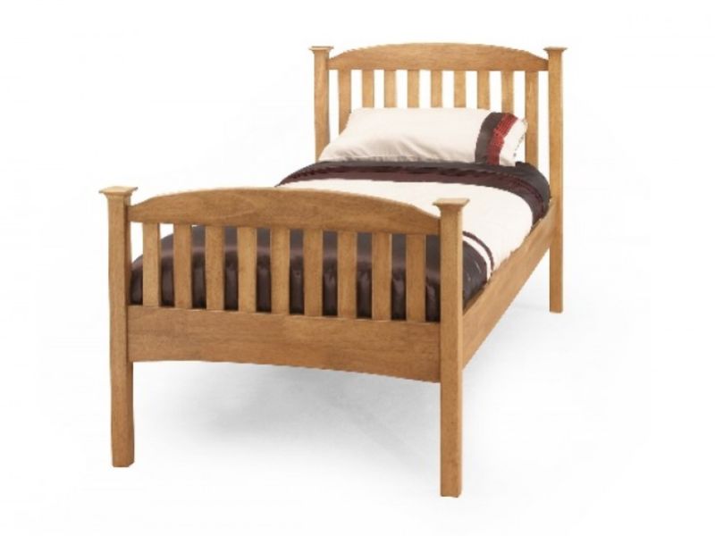 Serene Eleanor 3ft Single Oak Finish Wooden Bed Frame with High Footend