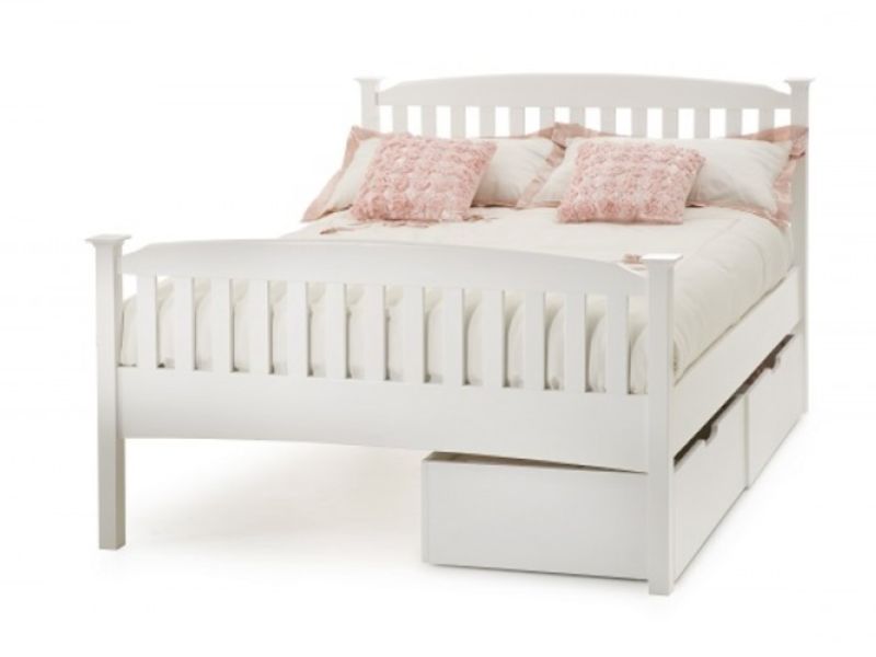 Serene Eleanor 4ft Small Double White Wooden Bed Frame with High Footend