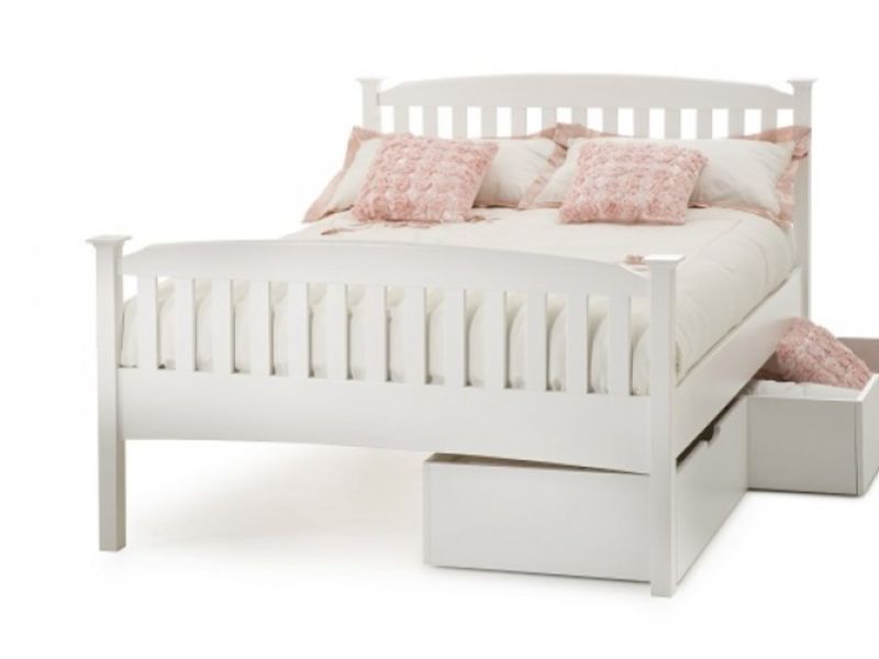Serene Eleanor 4ft Small Double White Wooden Bed Frame with High Footend