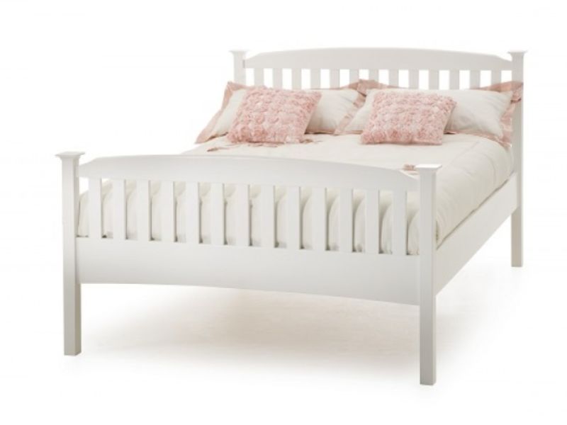 Serene Eleanor 4ft Small Double White Wooden Bed Frame with High Footend