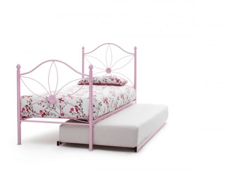 Serene Yasmin 3ft (90cm) Single Pink Metal Guest Bed Frame
