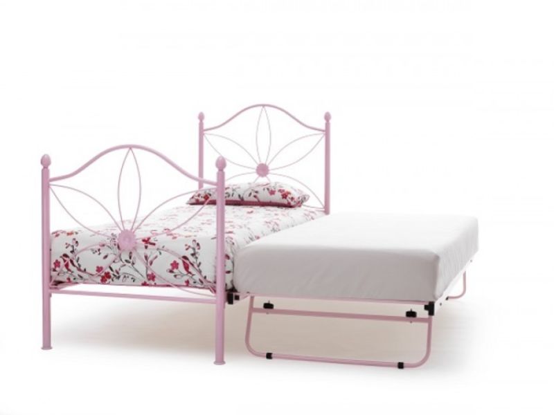 Serene Yasmin 3ft (90cm) Single Pink Metal Guest Bed Frame