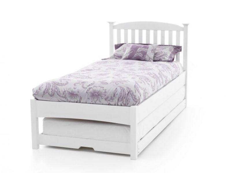 Serene Eleanor 3ft Single White Wooden Guest Bed Frame with Low Footend