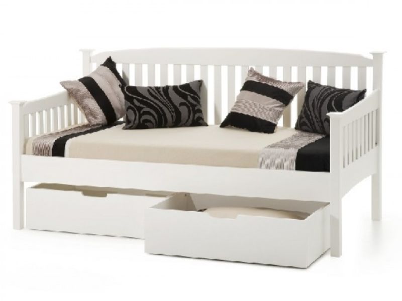 Serene Eleanor 3ft Single White Wooden Day Bed Frame