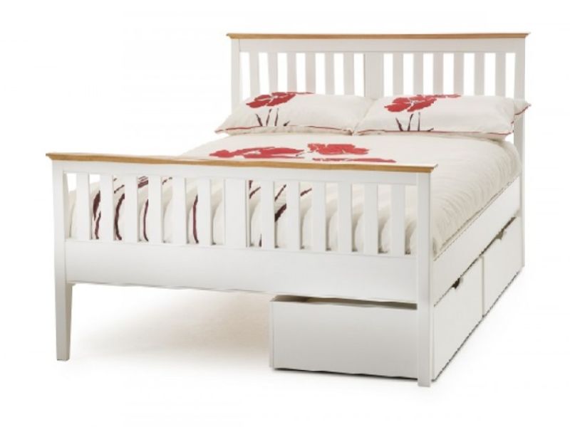 Serene Grace 4ft Small Double White Wooden Bed Frame with High Foot End