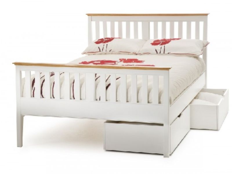 Serene Grace 4ft Small Double White Wooden Bed Frame with High Foot End