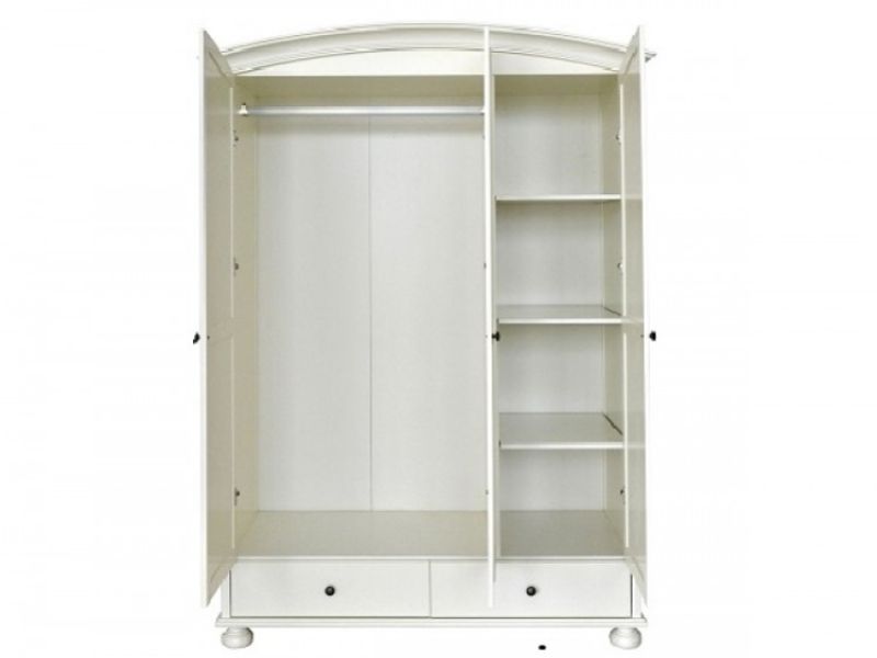 GFW Versailles 3 Door 2 Drawer White Wardrobe