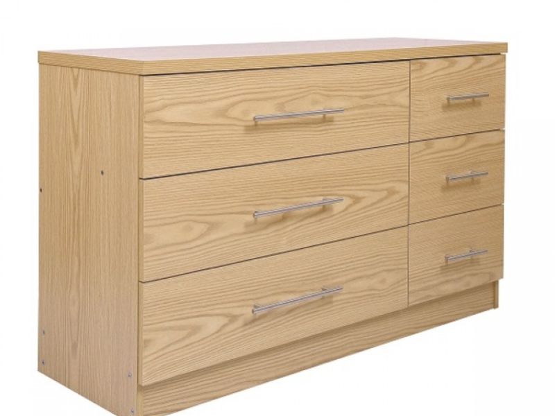GFW Manhattan Oak 3 + 3 Drawer Extra Deep Chest