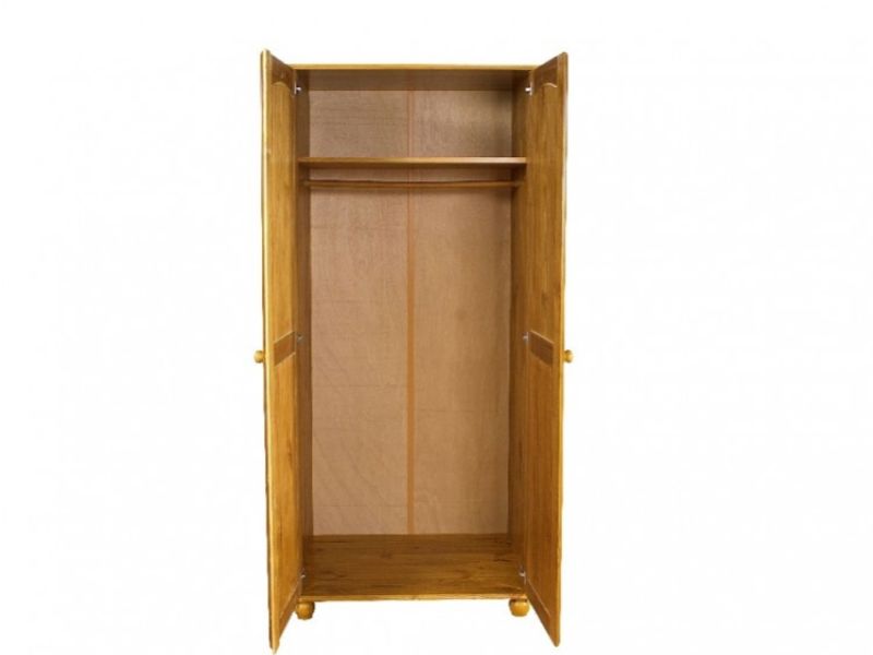 GFW Hampshire 2 Door Solid Honey Pine Wardrobe