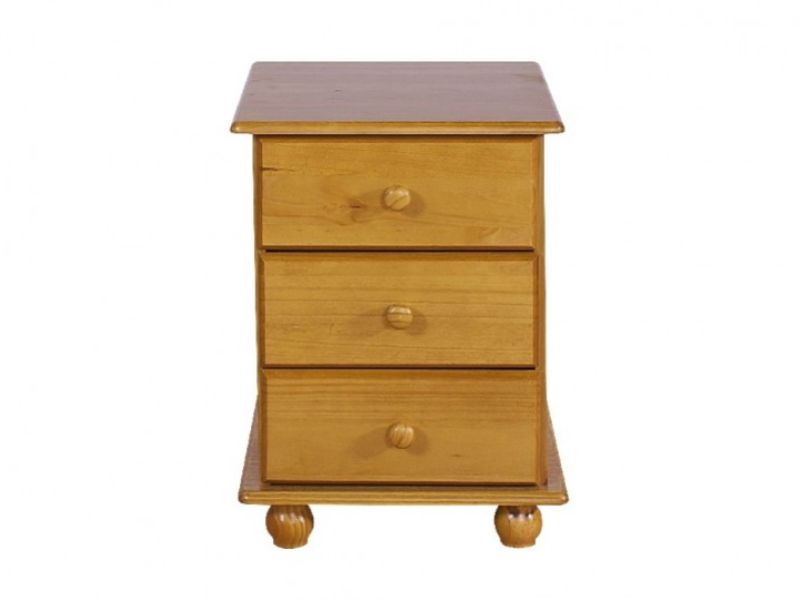 GFW Hampshire 3 Drawer Solid Honey Pine Bedside