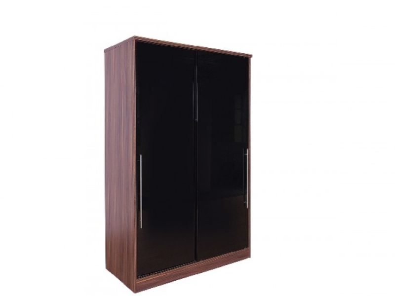 GFW Modular 2 Door Walnut And Black Gloss Sliding Wardrobe