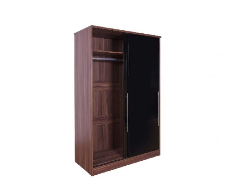 GFW Modular 2 Door Walnut And Black Gloss Sliding Wardrobe