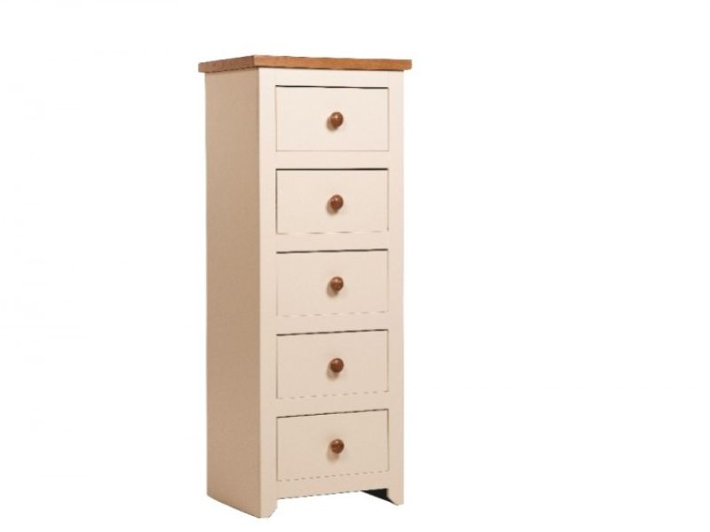 Core Jamestown 5 Drawer Cream Tall Narrow Chest