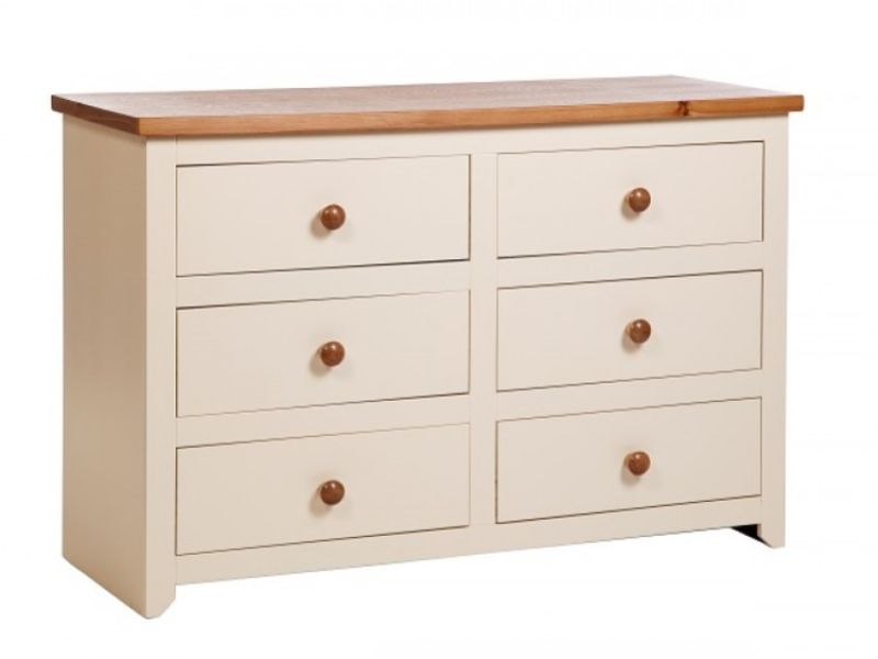 Core Jamestown 6 Drawer Wide Cream Chest