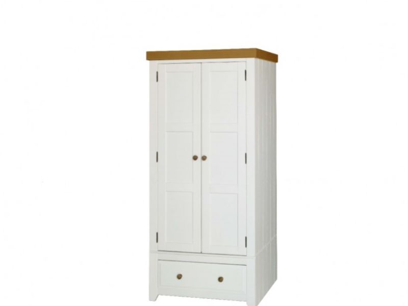 Core Capri White 2 Door 1 Drawer Wardrobe