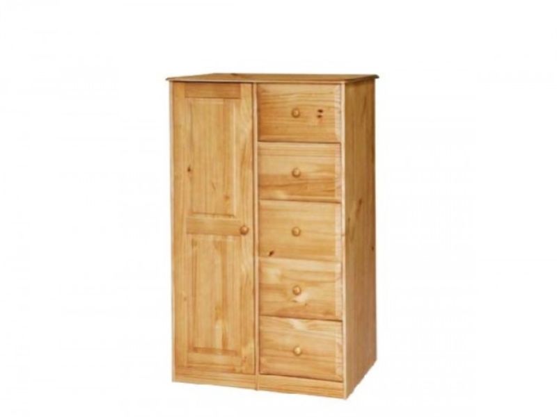 Core Balmoral Pine 1 Door 5 Drawer Tallboy Wardrobe