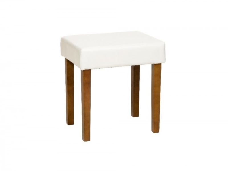 Core Milano Cream Faux Leather Stool With Medium Wood Legs