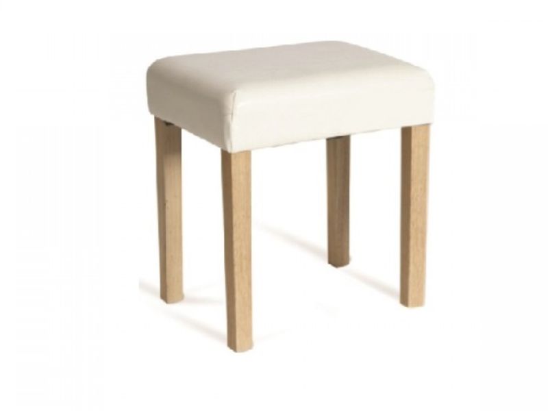 Core Milano Cream Faux Leather Stool With Light Wood Legs