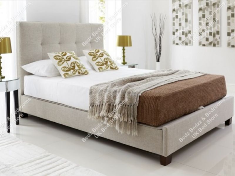 Kaydian Walkworth 4ft6 Double Oatmeal Fabric Ottoman Storage Bed