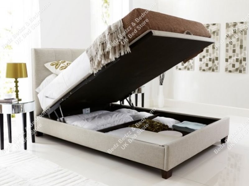 Kaydian Walkworth 6ft Super Kingsize Oatmeal Fabric Ottoman Storage Bed