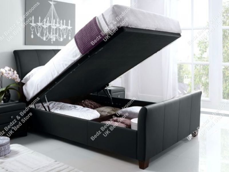 Kaydian Allendale 5ft Kingsize Black Leather Ottoman Storage Bed