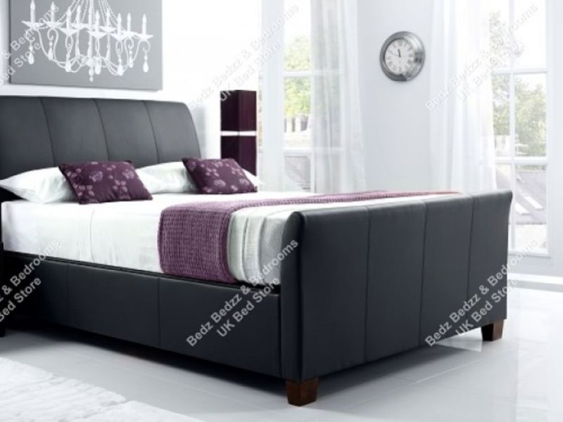 Kaydian Allendale 4ft6 Double Black Leather Ottoman Storage Bed