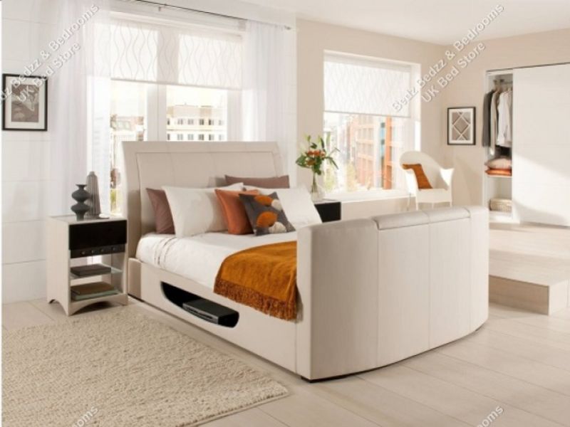 Kaydian Stanton 5ft Kingsize Cream Leather TV Bed