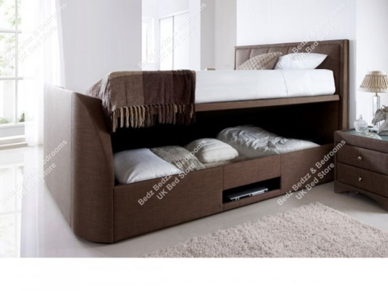 Kaydian Windermere 6ft Super Kingsize Cappucino Fabric TV Ottoman Bed