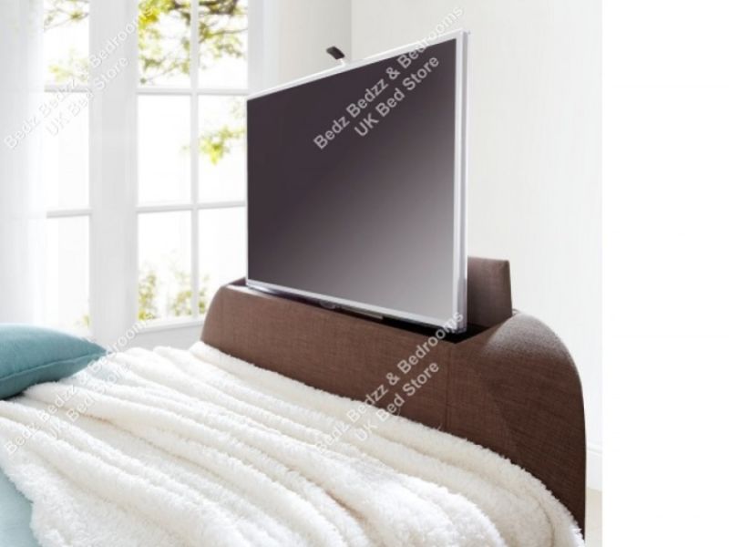 Kaydian Windermere 6ft Super Kingsize Cappucino Fabric TV Ottoman Bed