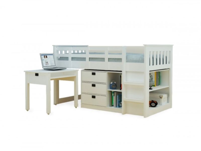 Metal Beds White Midi Study Bunk Bed