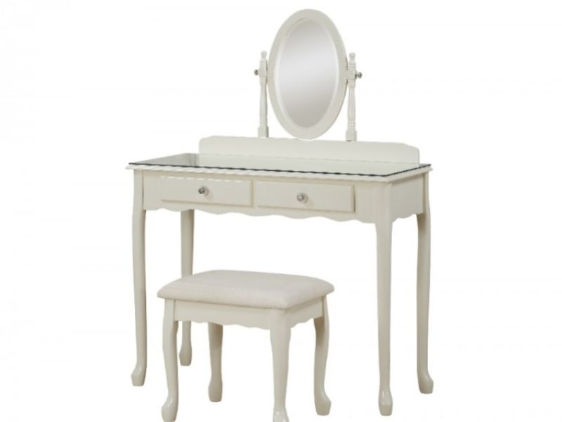 GFW Loire Ivory Dressing Table Stool and Mirror