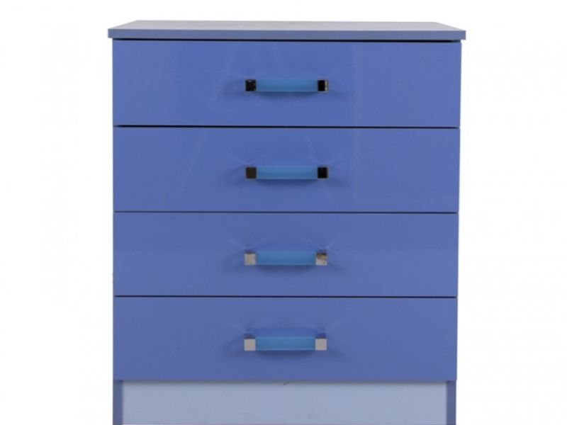 GFW Ottawa 2 Tones Gloss Blue 4 Drawer Chest of Drawers