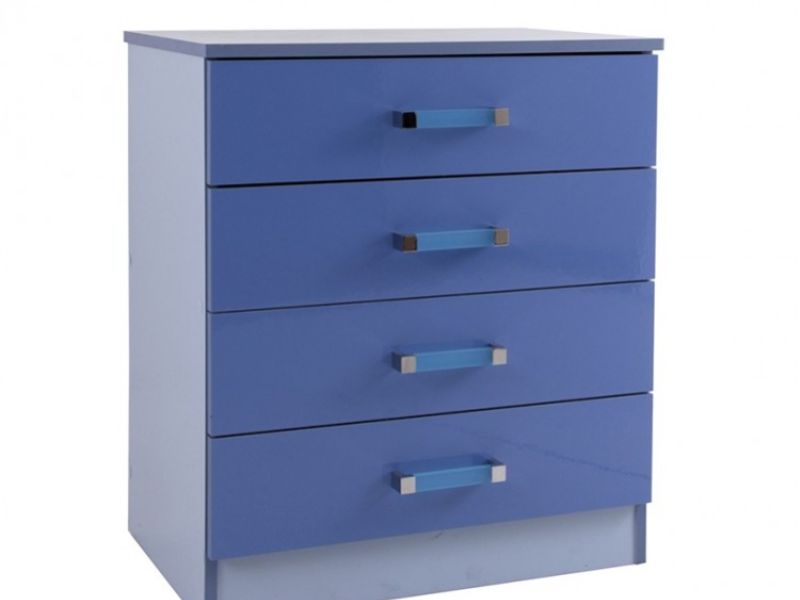 GFW Ottawa 2 Tones Gloss Blue 4 Drawer Chest of Drawers