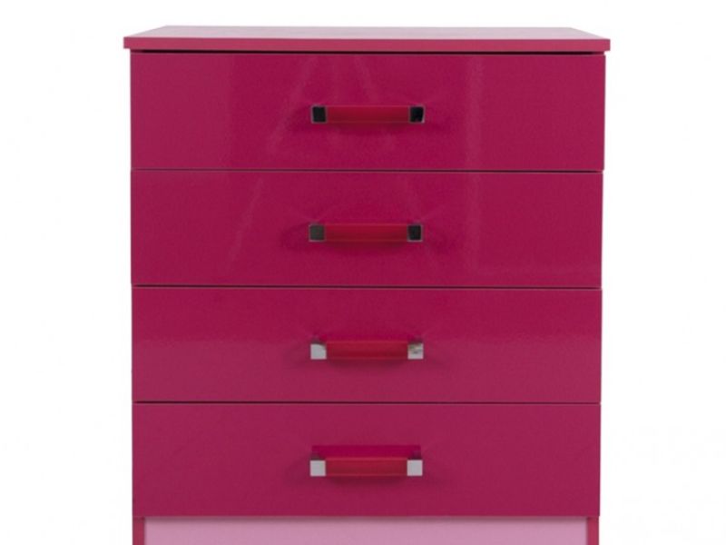 GFW Ottawa 2 Tones Gloss Pink 4 Drawer Chest of Drawers