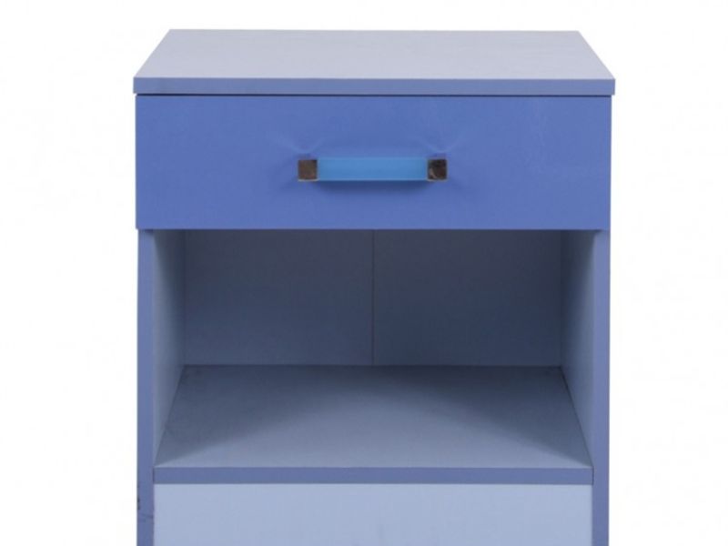 GFW Ottawa 2 Tones Gloss Blue 1 Drawer Bedside Cabinet