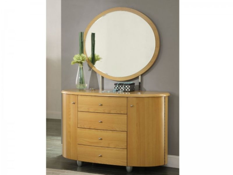 Birlea Aztec Beech 4 Drawer Dresser and Mirror Set
